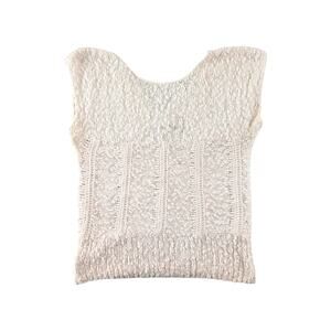 80s Hand Knit Cream Ramie Boucle Sweater Vest